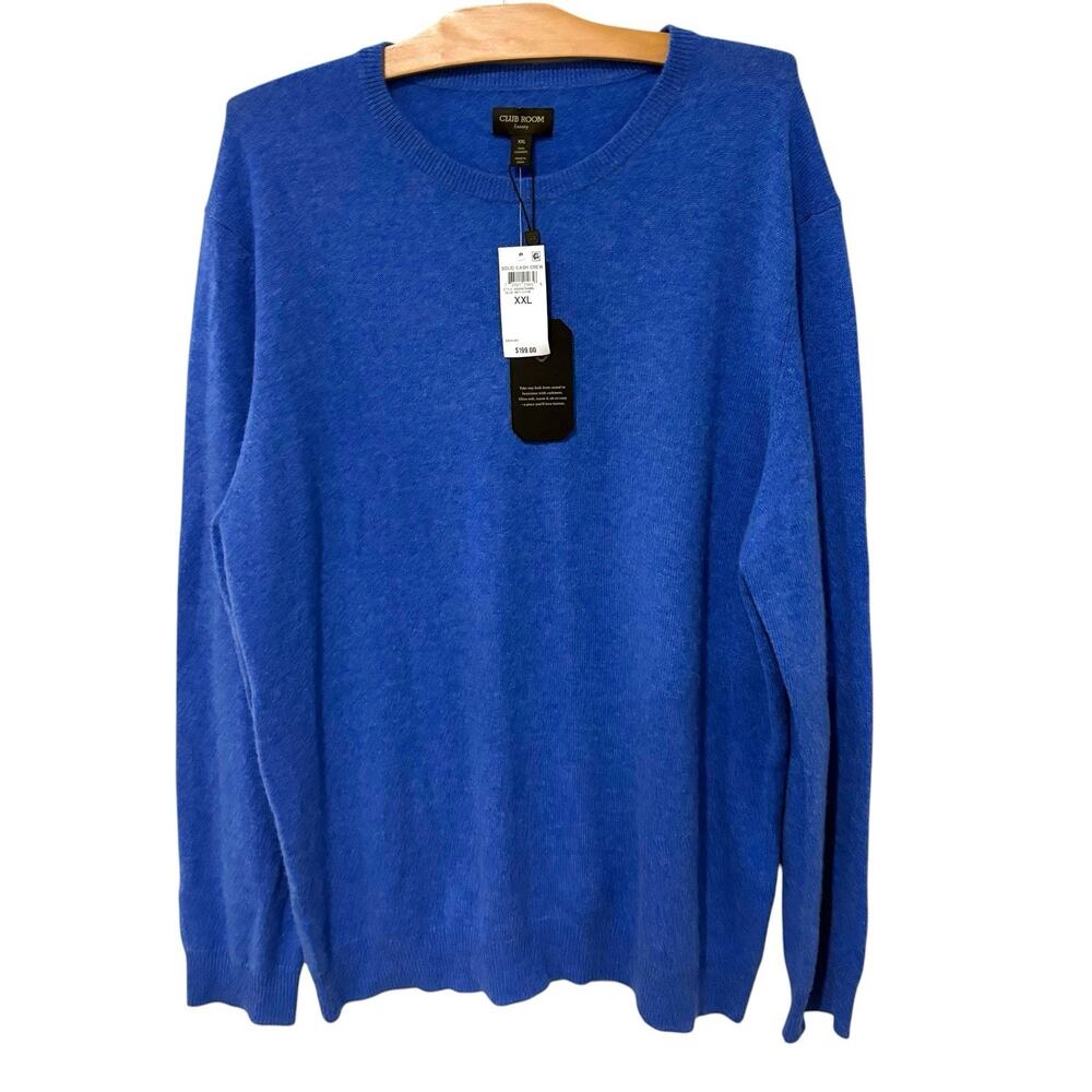 Club Room | Cashmere Sweater Crewneck Blue Pullover Long Sleeve NWT- Men's XXL